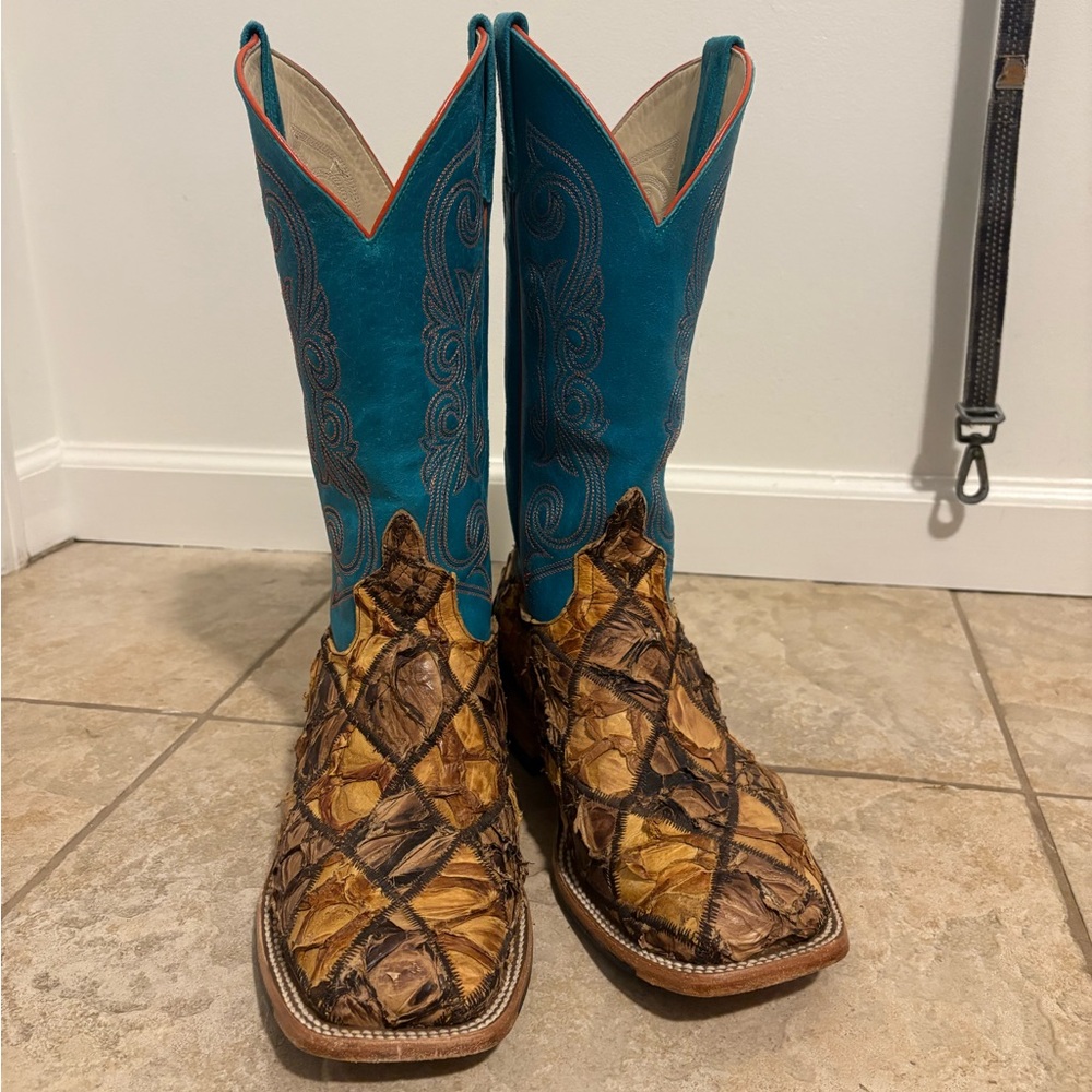 Horse Power Patchwork Exotic Leather Western Boot… - image 3